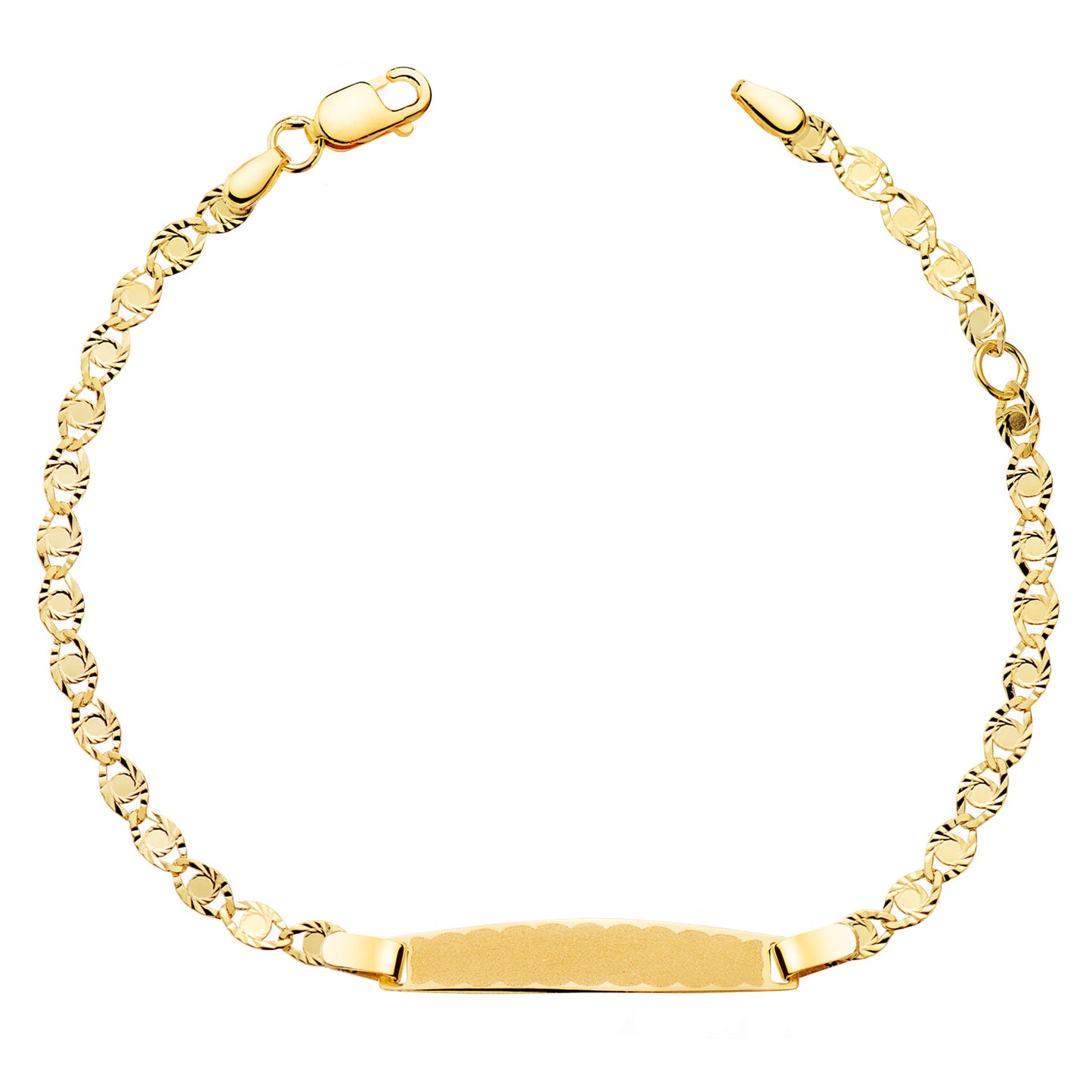 Esclava Tallado Macizo 2,8 mm. Placa Chapa: 25 x 4 mm. Largo 14,5 2 cm de oro amarillo 18K