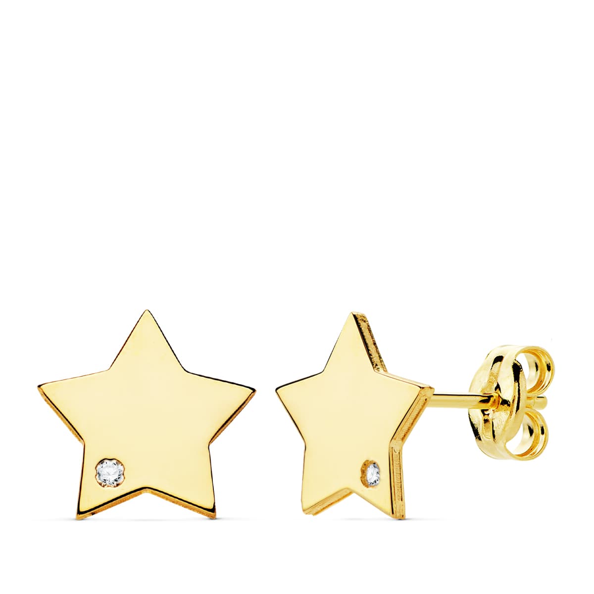 Pendientes Estrella Circonita 8 x 8 mm de oro amarillo 18K