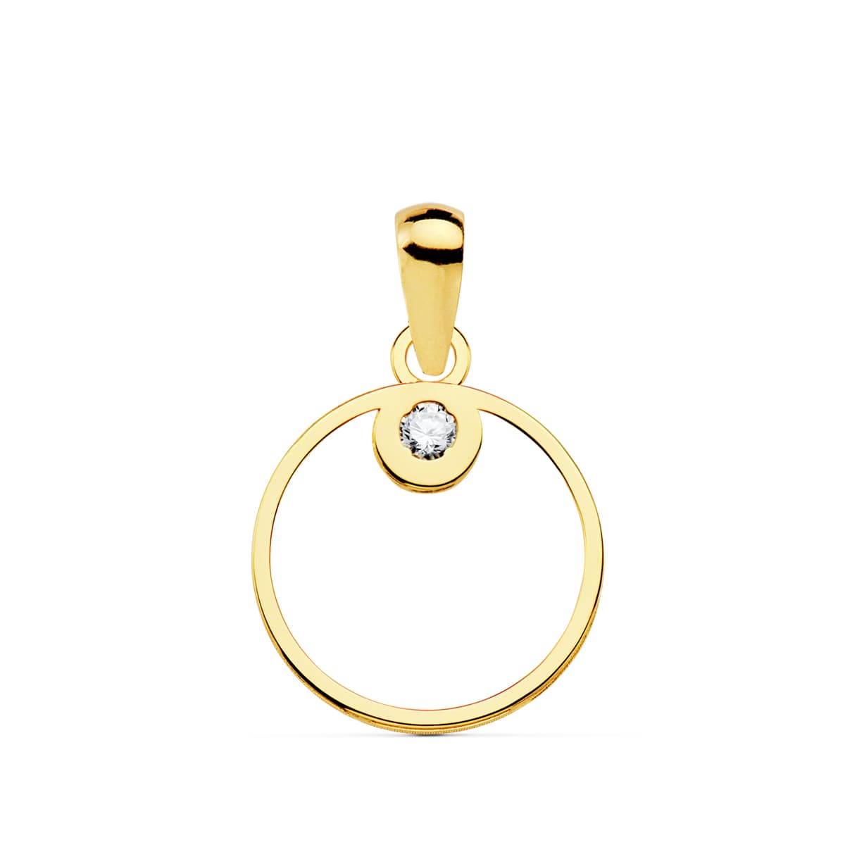Colgante Amuleto Circulo Circonita 12 mm de oro amarillo 18K