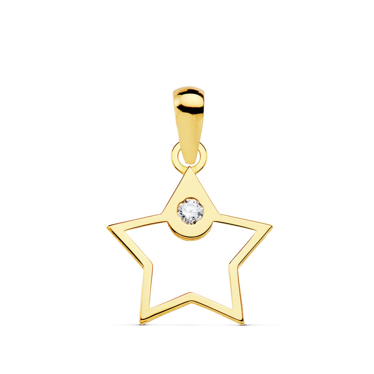 Colgante Amuleto Estrella Circonita 12 x 12 mm de oro amarillo 18K