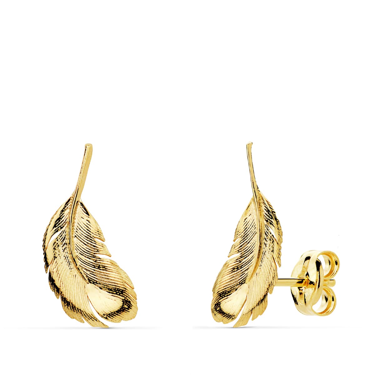 Pendientes Plumas 16 x 7 mm de oro amarillo 18K