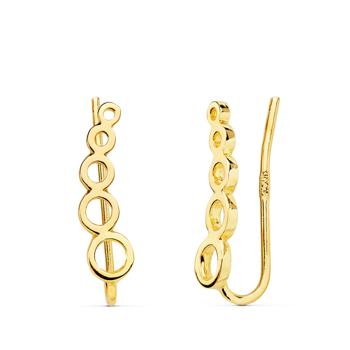 18K PENDIENTES ORO AMARILLO TREPADORES 14X3.5 MM CIRCULOS