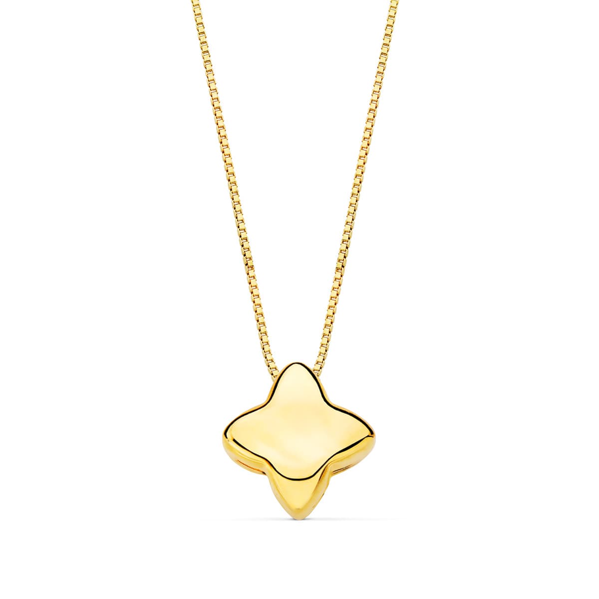 18K GARGANTILLA ORO AMARILLO ESTRELLA LISA 6.5X6.5 MM CADENA VENECIANA 42 3 CM