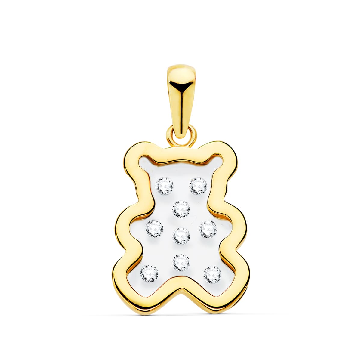 18K COLGANTE ORO AMARILLO OSO AIRSHINE TRANSPARENTE CON CIRCONITA 14X11 MM