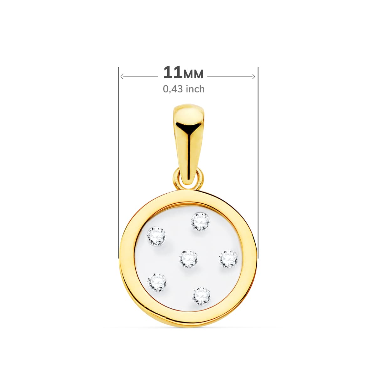 18K COLGANTE ORO AMARILLO REDONDO AIRSHINE TRANSPARENTE CON CIRCONITA 11 MM