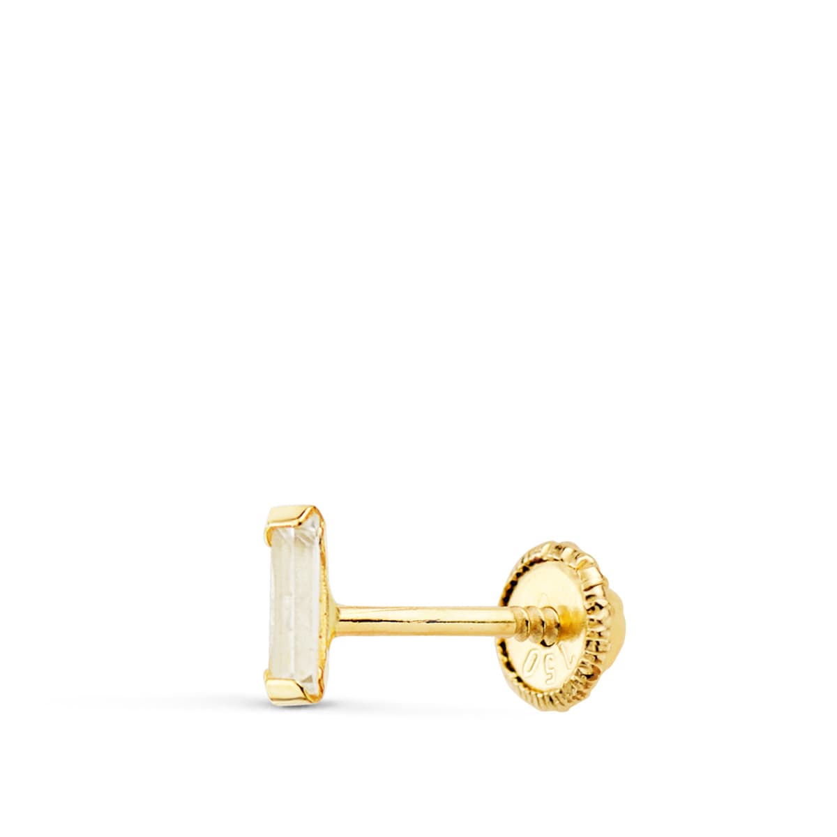 Piercing Oreja Barrita Circonita 4 x 2 mm ( Mínimo 3 Unidades) de oro amarillo 18K