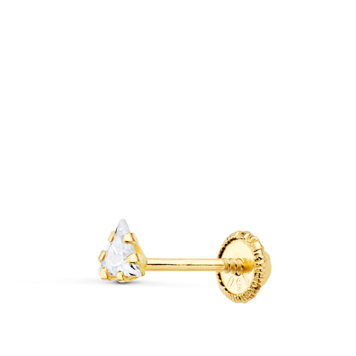Piercing Oreja Triangulo Circonita Garras 3 x 3 mm de oro amarillo 18K