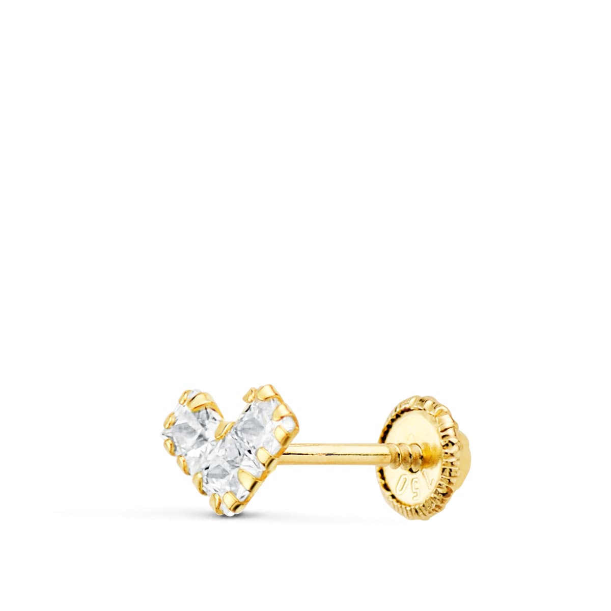 Piercing Oreja Triangulo 3 Circonita Garras 6 x 4 mm de oro amarillo 18K