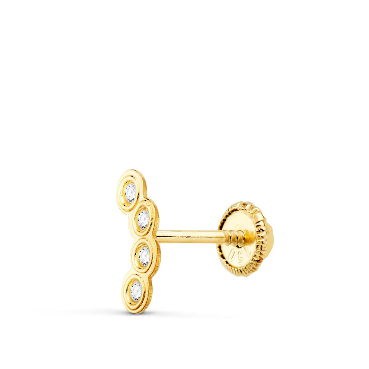 Piercing Oreja Circonita Bocel 8 x 3 mm de oro amarillo 18K