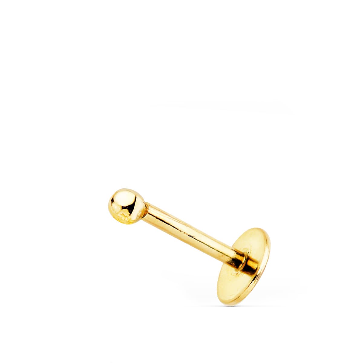 Piercing Oreja Bola Lisa 2 x 2 mm de oro amarillo 18K