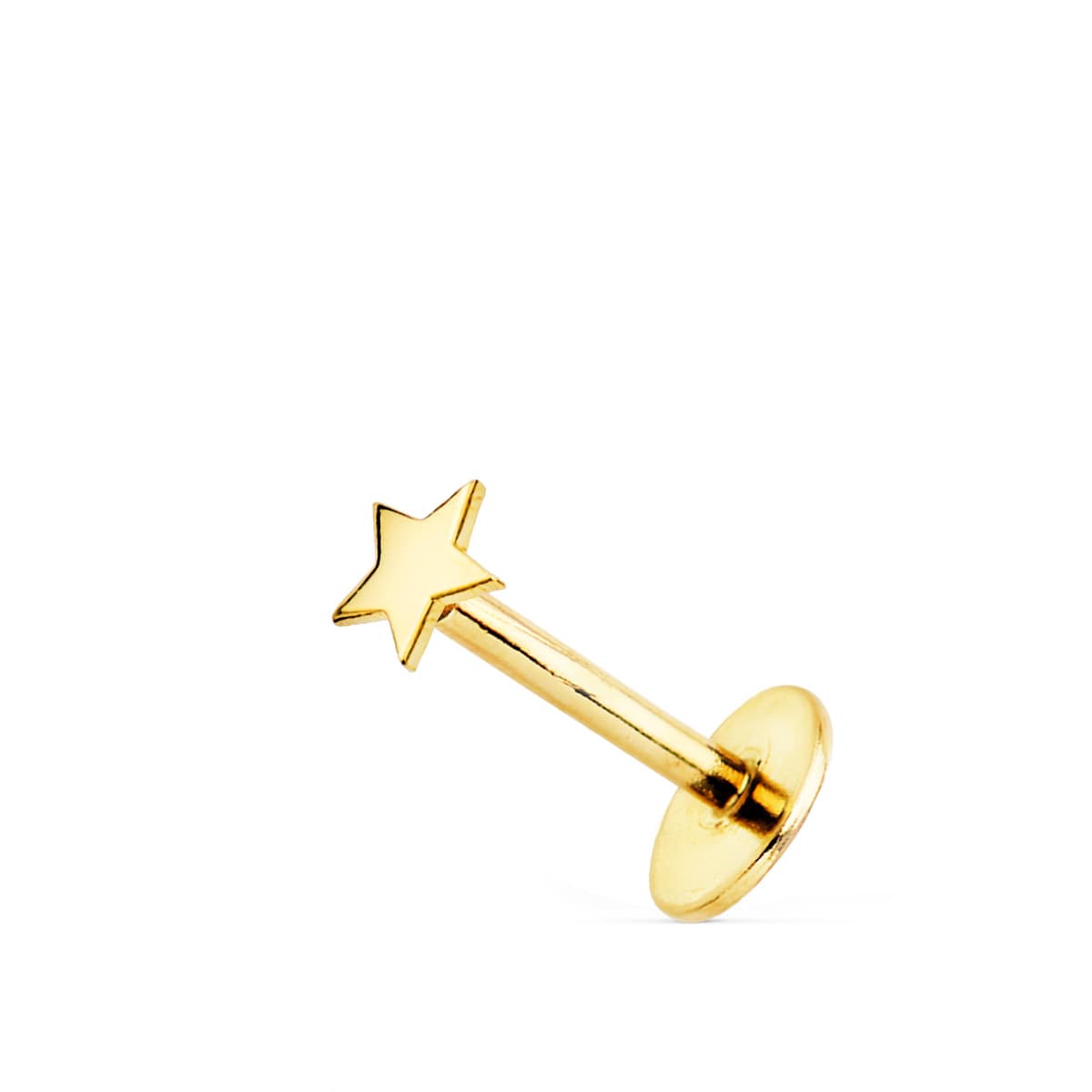 Piercing Oreja Estrella Lisa 3,5 x 3,5 mm de oro amarillo 18K