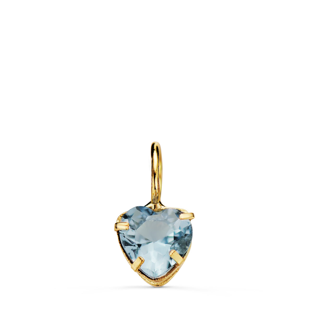 Colgante Corazon Piedra Color Aguamarina 5 x 5 mm. de oro amarillo 18K