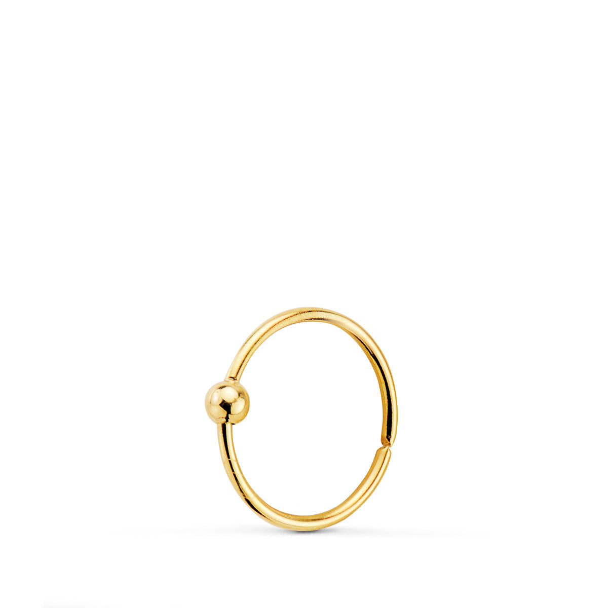 Piercing Nariz con Bola Lisa 1,5 mm. diámetro: 8 mm de oro amarillo 18K