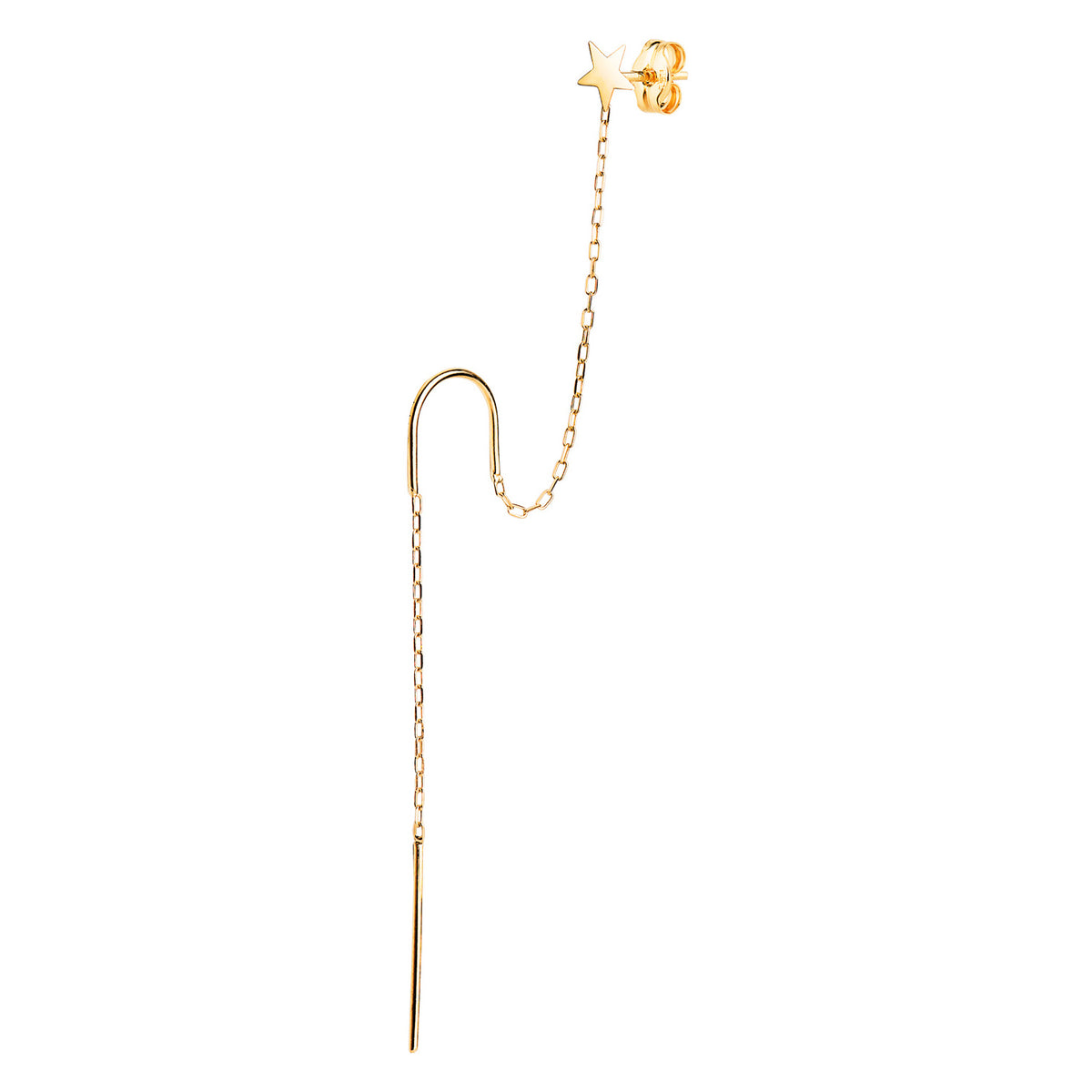 Piercing Cadena y Estrella para 2 Agujeros. Largo: 85 mm (unidad) de oro amarillo 18K
