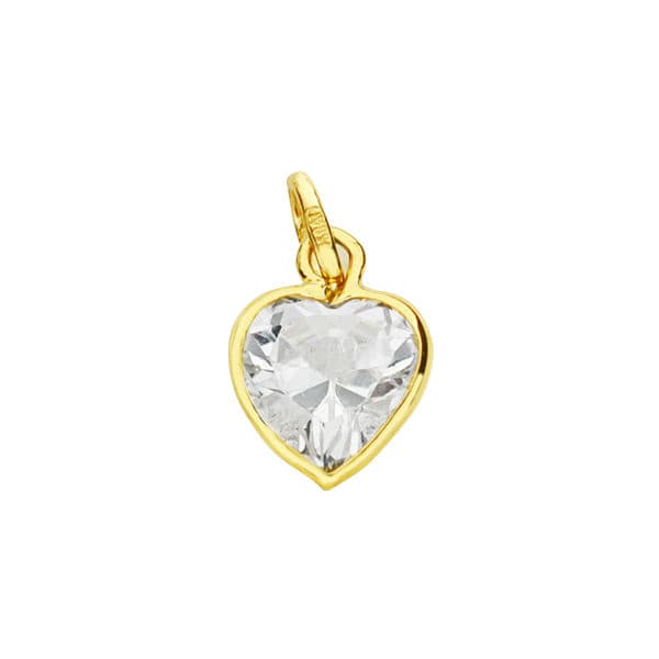 18K COLGANTE ORO AMARILLO CORAZON CIRCONITA 10X7 MM