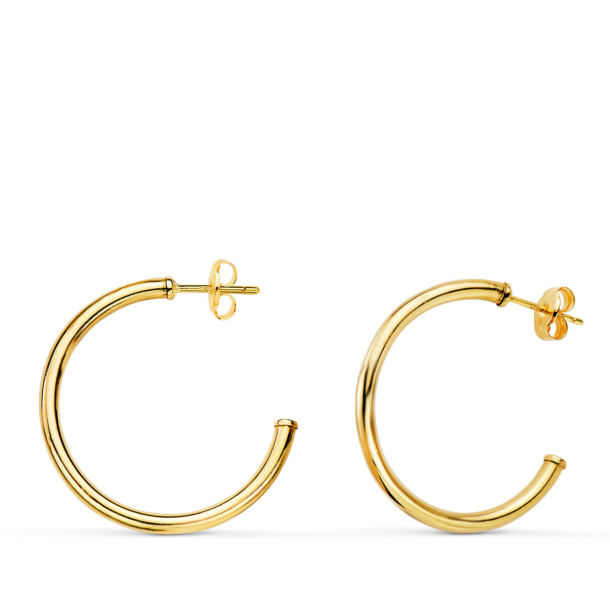 Aros Abiertos Tubo Redondo 25 x 2 mm. de oro amarillo 18K