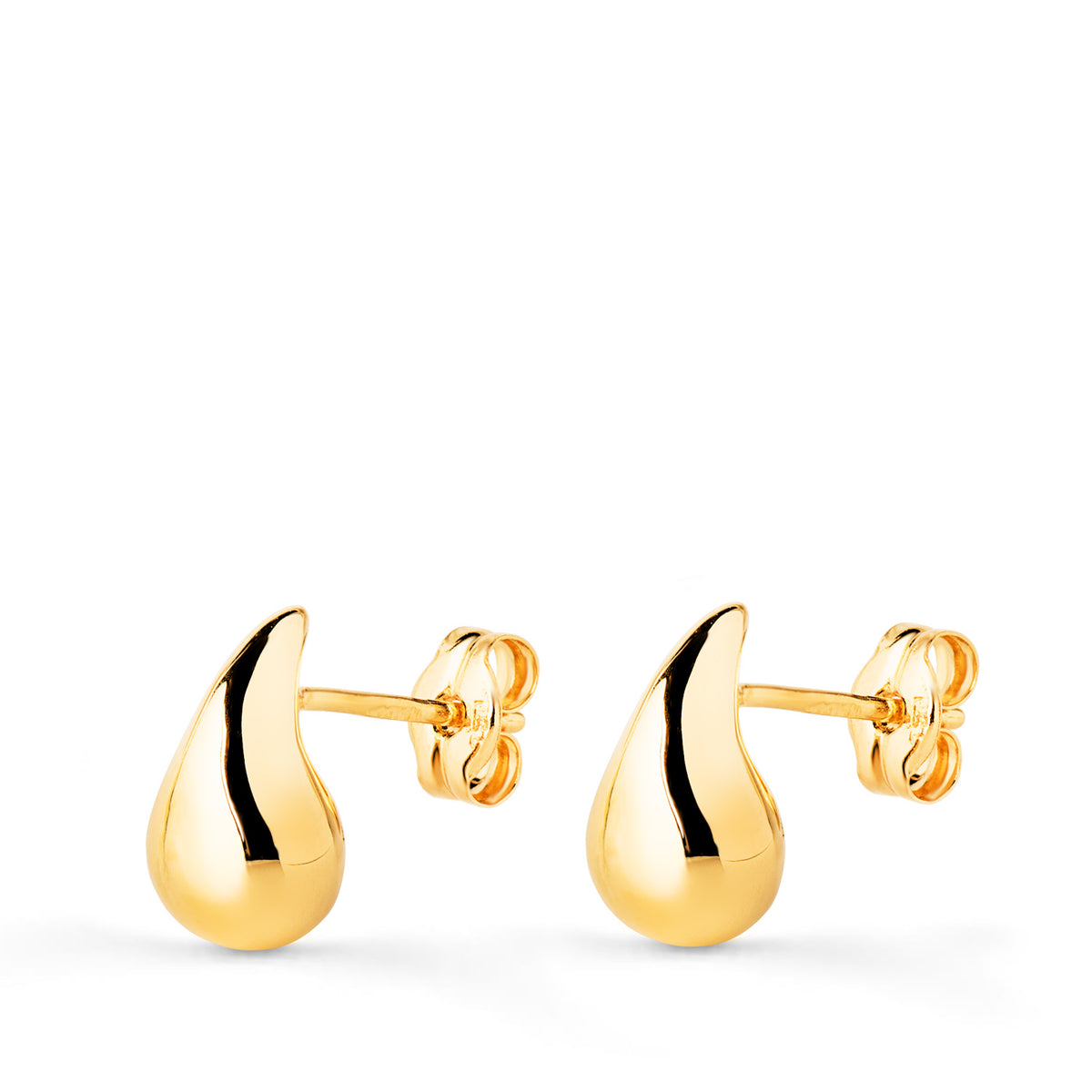 Pendientes Gota Lisa Brillo Hueca 10 x 6 mm. de oro amarillo 18K