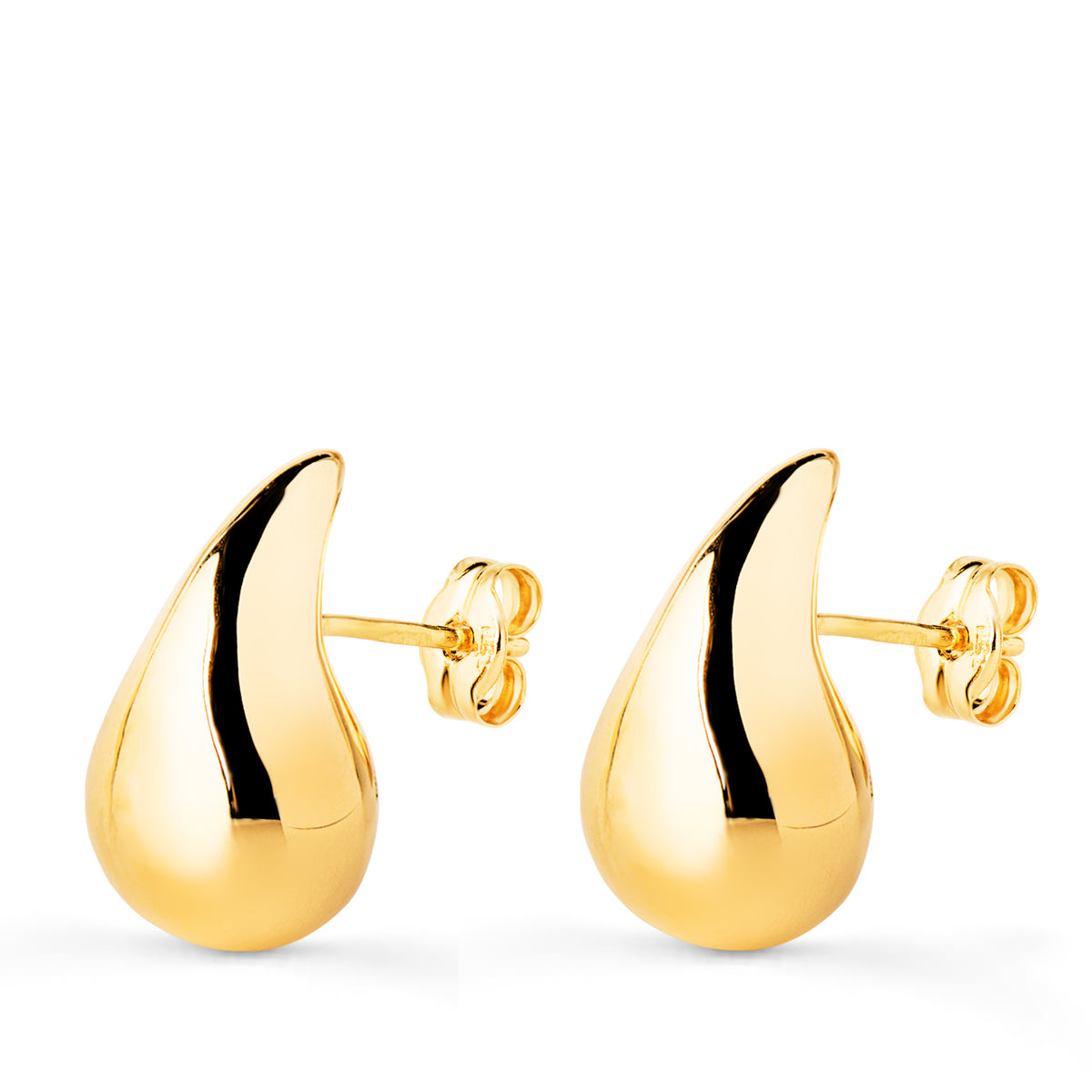 Pendientes Gota Lisa Brillo Hueca 16 x 9 mm. de oro amarillo 18K