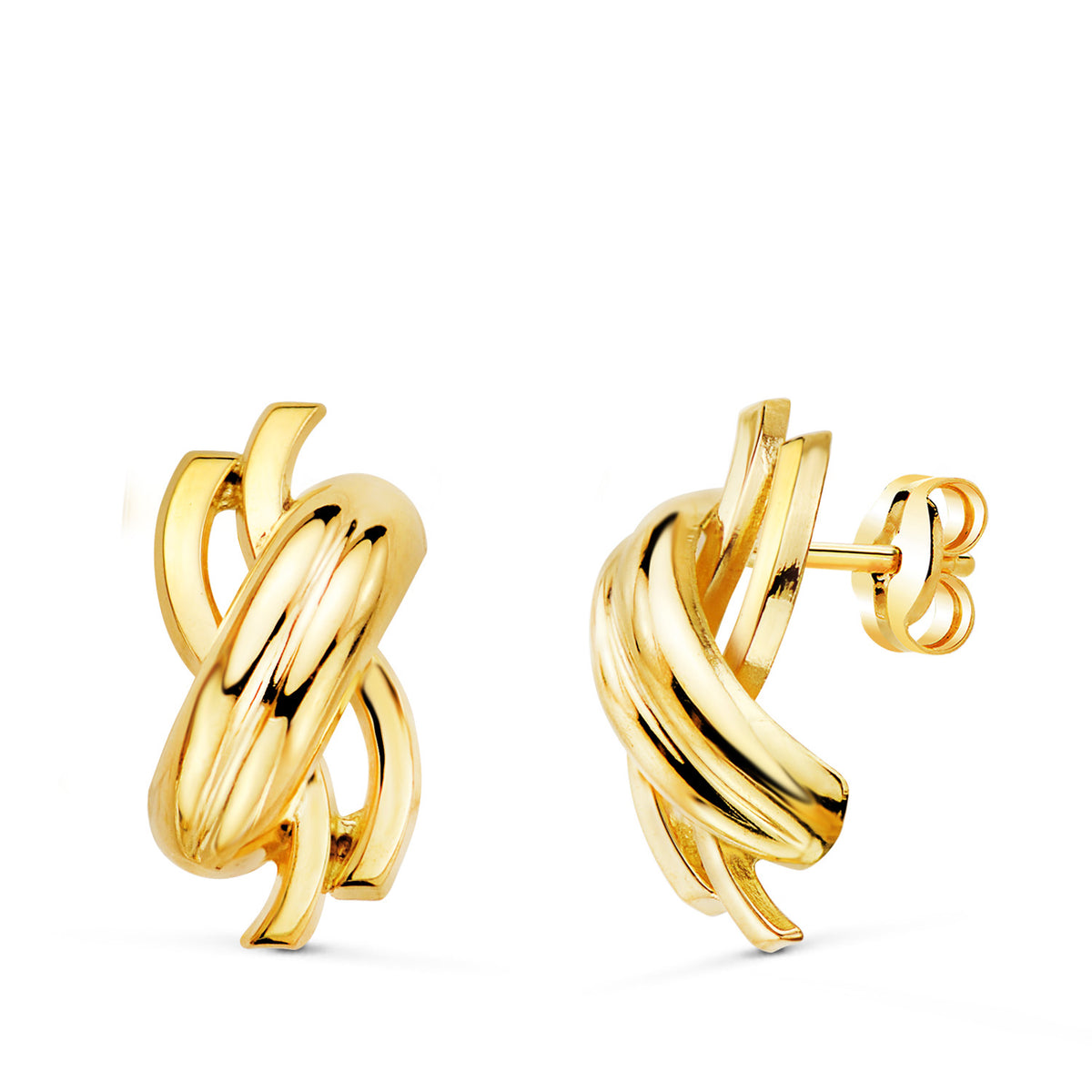 Pendientes Bandas en Brillo. 15 x 7 mm. de oro amarillo 18K