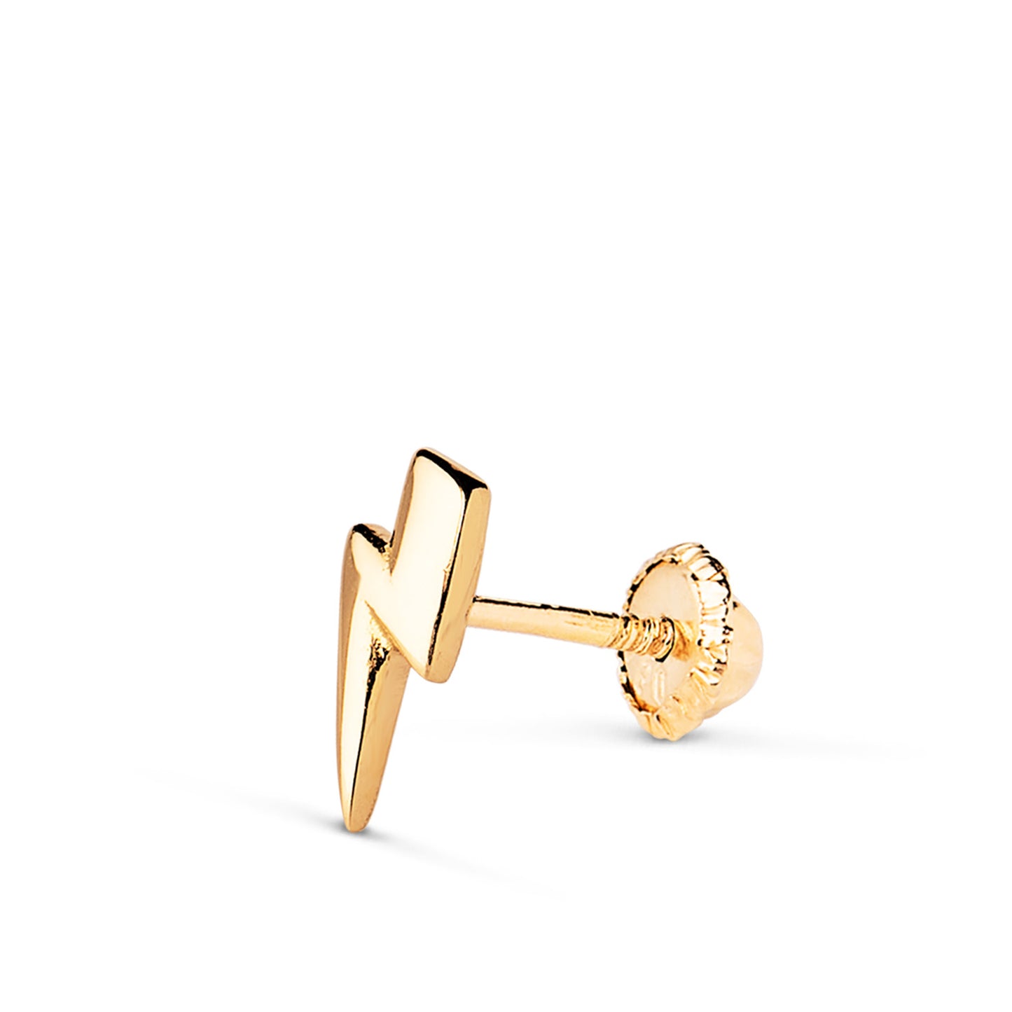 Piercing Rayo Liso. Medida: 8 x 4 mm Cierre Tuerca de oro amarillo 18K