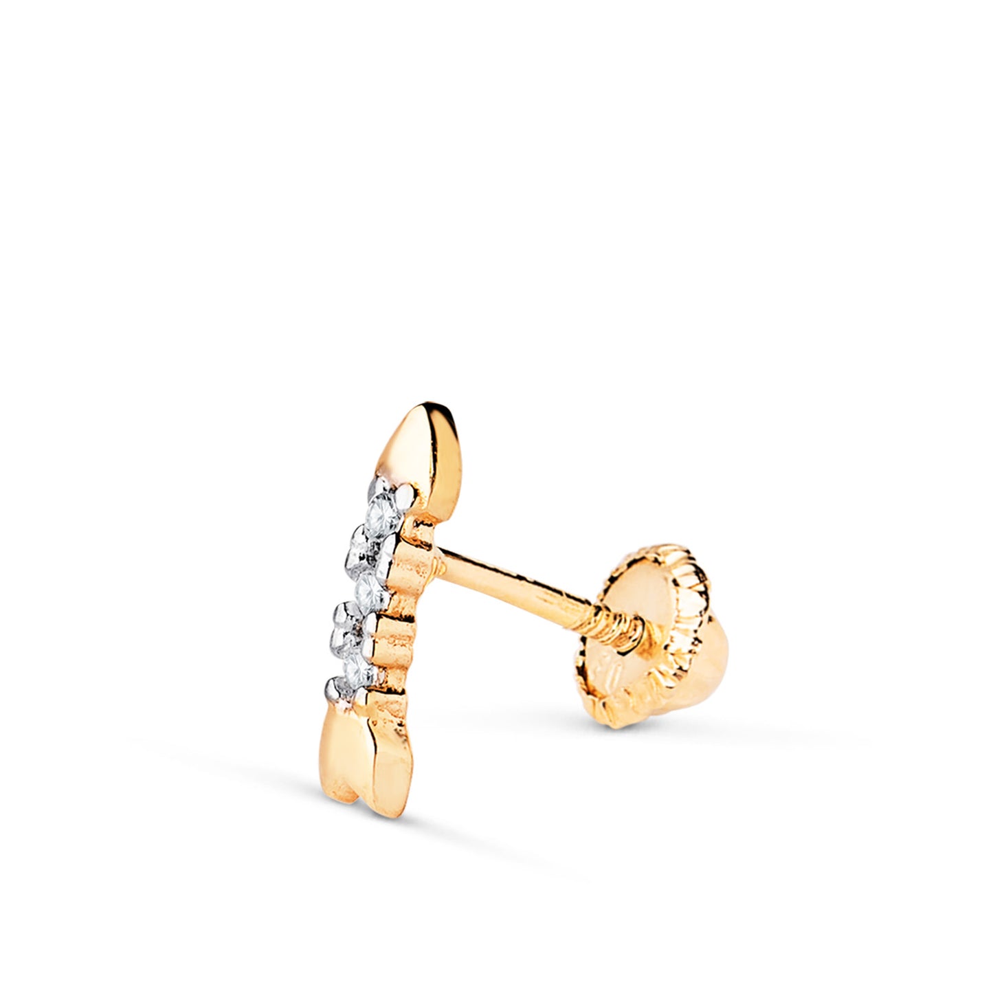 Piercing Bicolor Flechas con Circonitas. Medida: 8,5 x 3,5 mm. Cierre Tuerca 18K