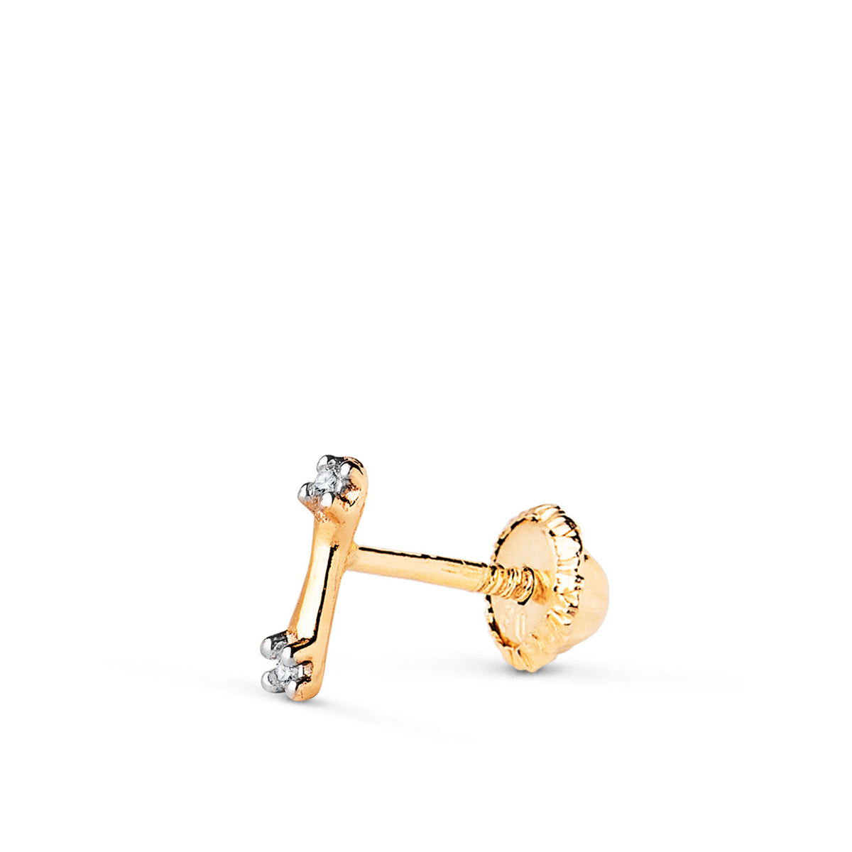 Piercing Bicolor Barra con Circonitas. Medida: 6 x 2 mm. Cierre Tuerca 18K