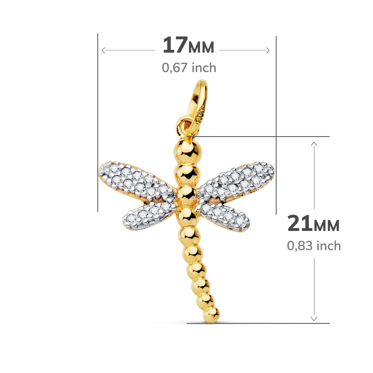18K COLGANTE BICOLOR LIBELULA 21X17 MM