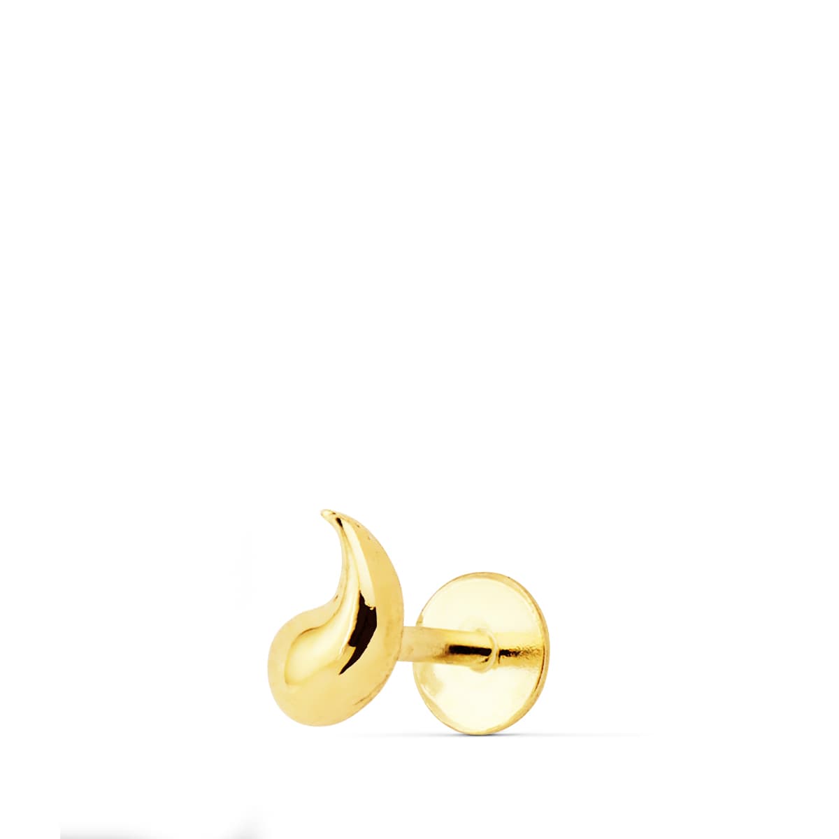 Piercing Labio Forma de Coma 6 x 4 mm Cierre Tueerca de oro amarillo 18K
