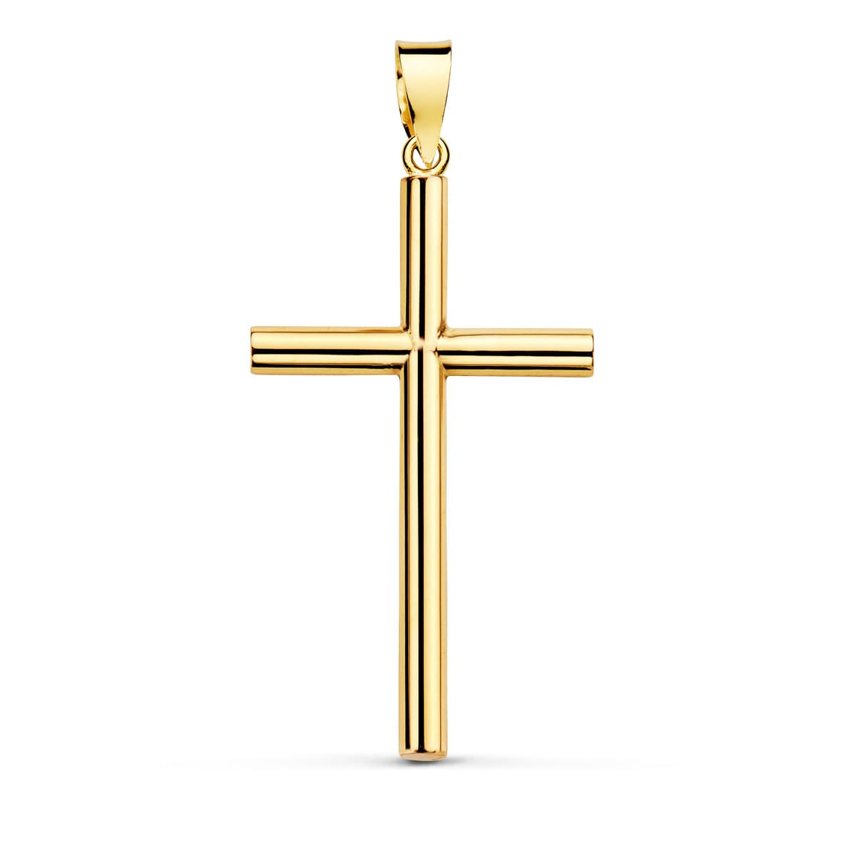 Cruz Palo Liso Hueco 29x17 x 2,2 mm de oro amarillo 18K