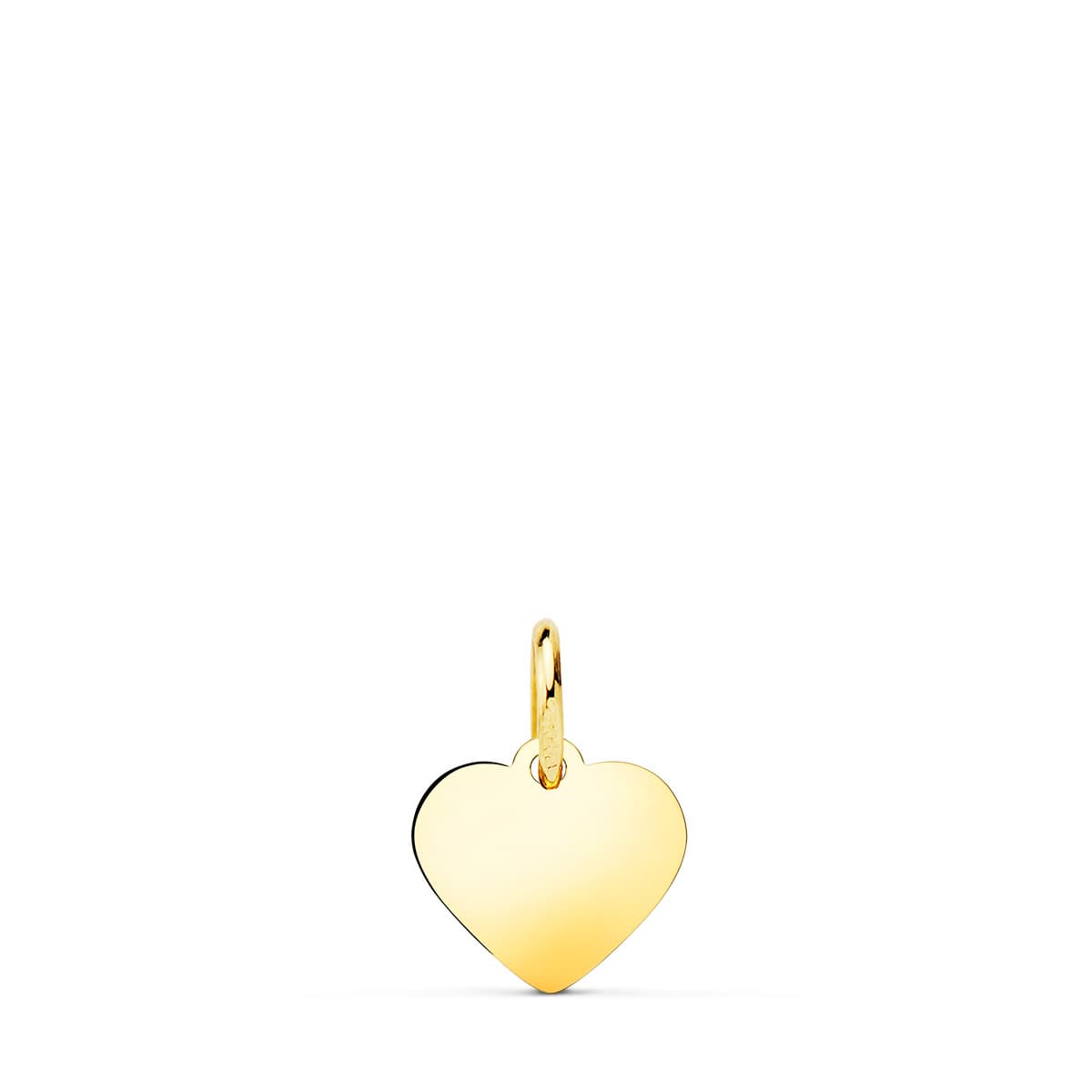18K COLGANTE PLACA CHAPA ORO AMARILLO CORAZON LISO EN BRILLO 10X10 MM C. AMOR