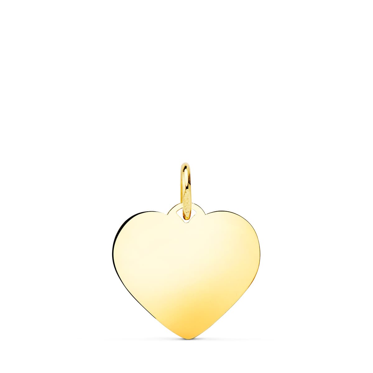 18K PLACA CHAPA ORO AMARILLO CORAZON LISO EN BRILLO 16X16 MM C. AMOR