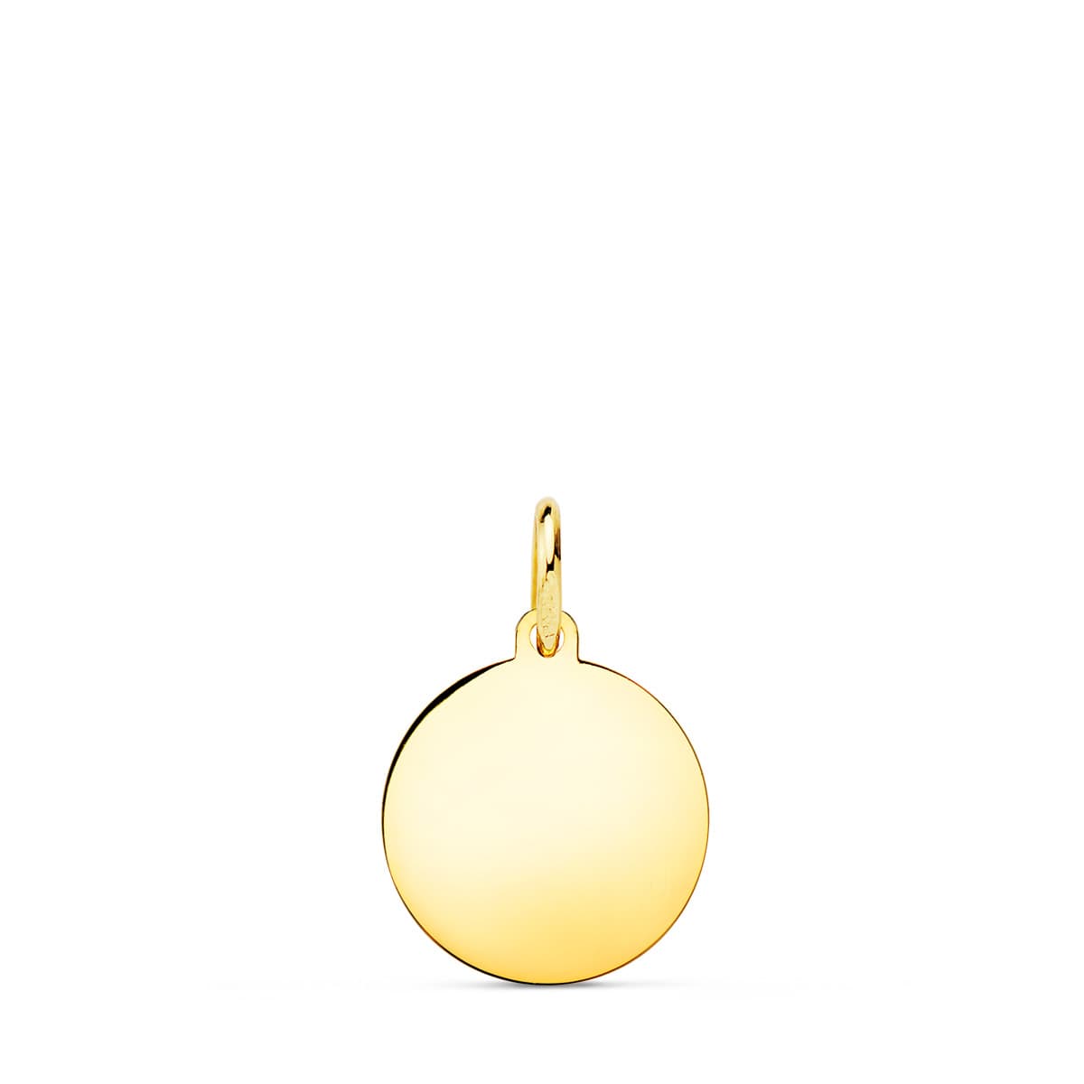 18K PLACA CHAPA DISCO ORO AMARILLO LISO EN BRILLO 12 MM