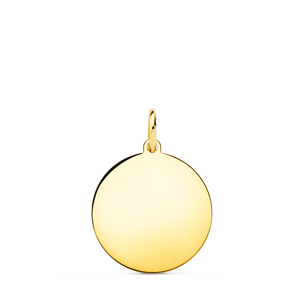 Placa Chapa Disco Liso en Brillo 16 mm de oro amarillo 18K