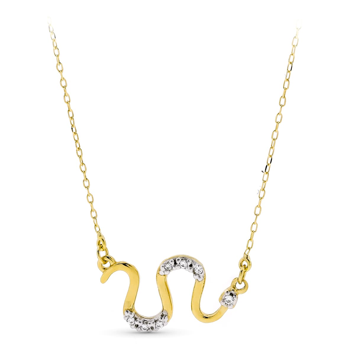 Gargantilla Serpiente Circonita 18 x 10 mm Cadena 45 cm de oro amarillo 18K