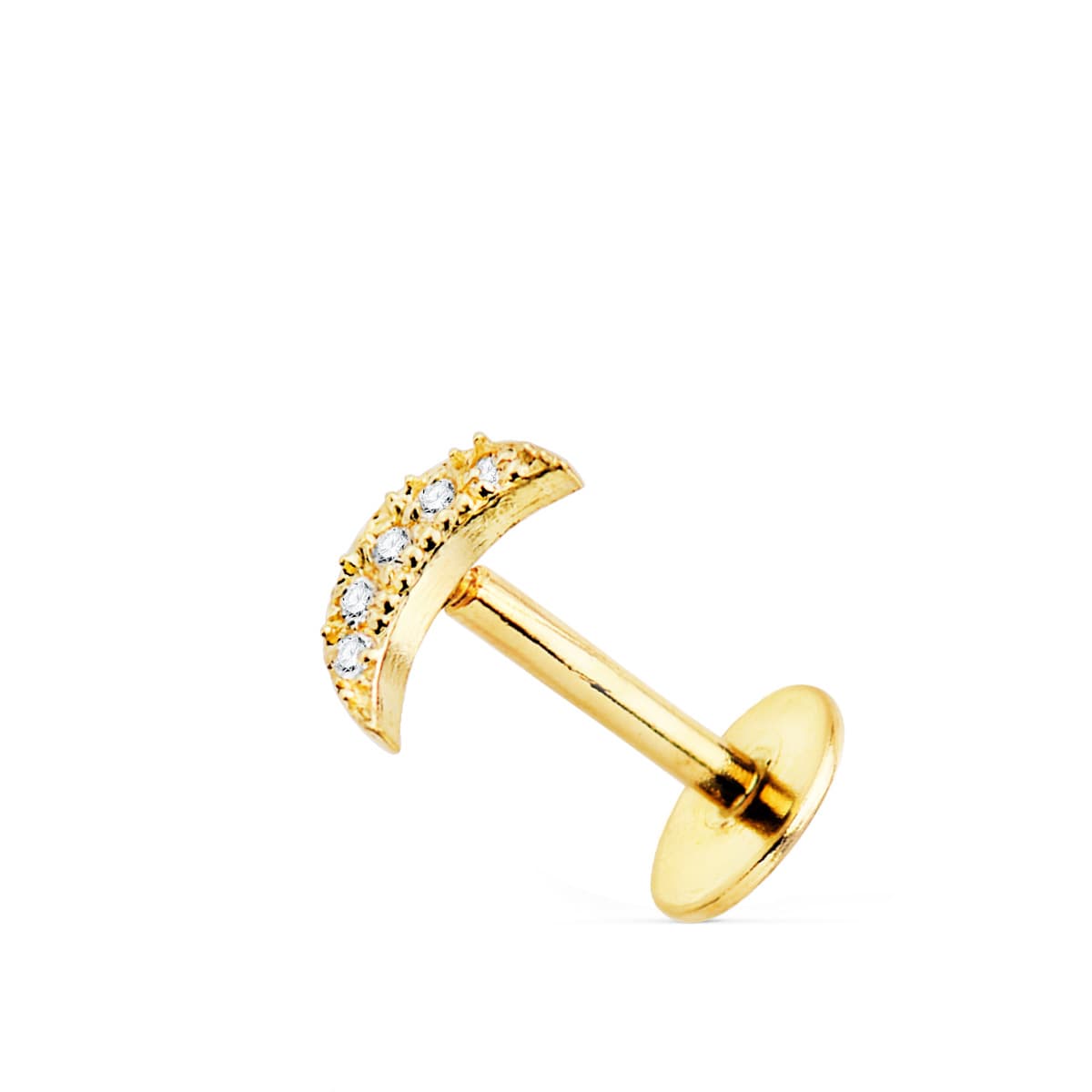 Piercing Oreja Luna con Circonita 6 x 3 mm ( Unidad ) de oro amarillo 18K