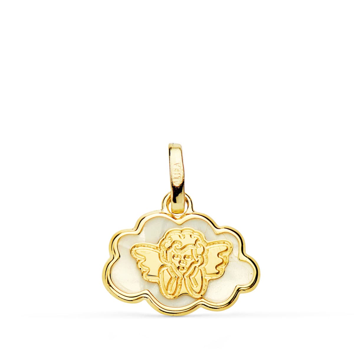 Colgante Angelito Burlon Nube Nacar 15 x 12 mm de oro amarillo 18K