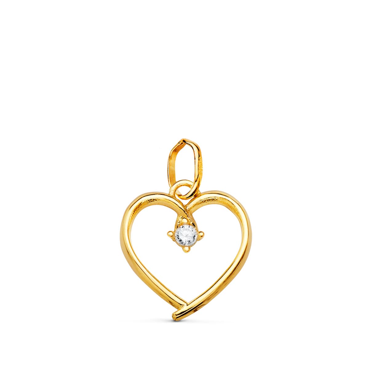 18K COLGANTE ORO AMARILLO CORAZON CON CIRCONITA DE 2 MM 13X12 MM C.AMOR