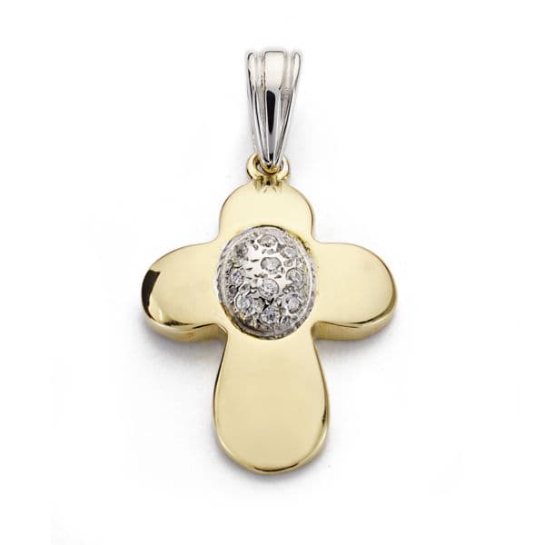 Cruz Bicolor Circonita 23 x 17 mm 18K