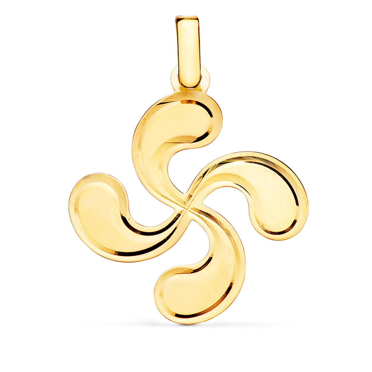 Colgante Lauburu Diamantado 28 x 25 mm de oro amarillo 18K