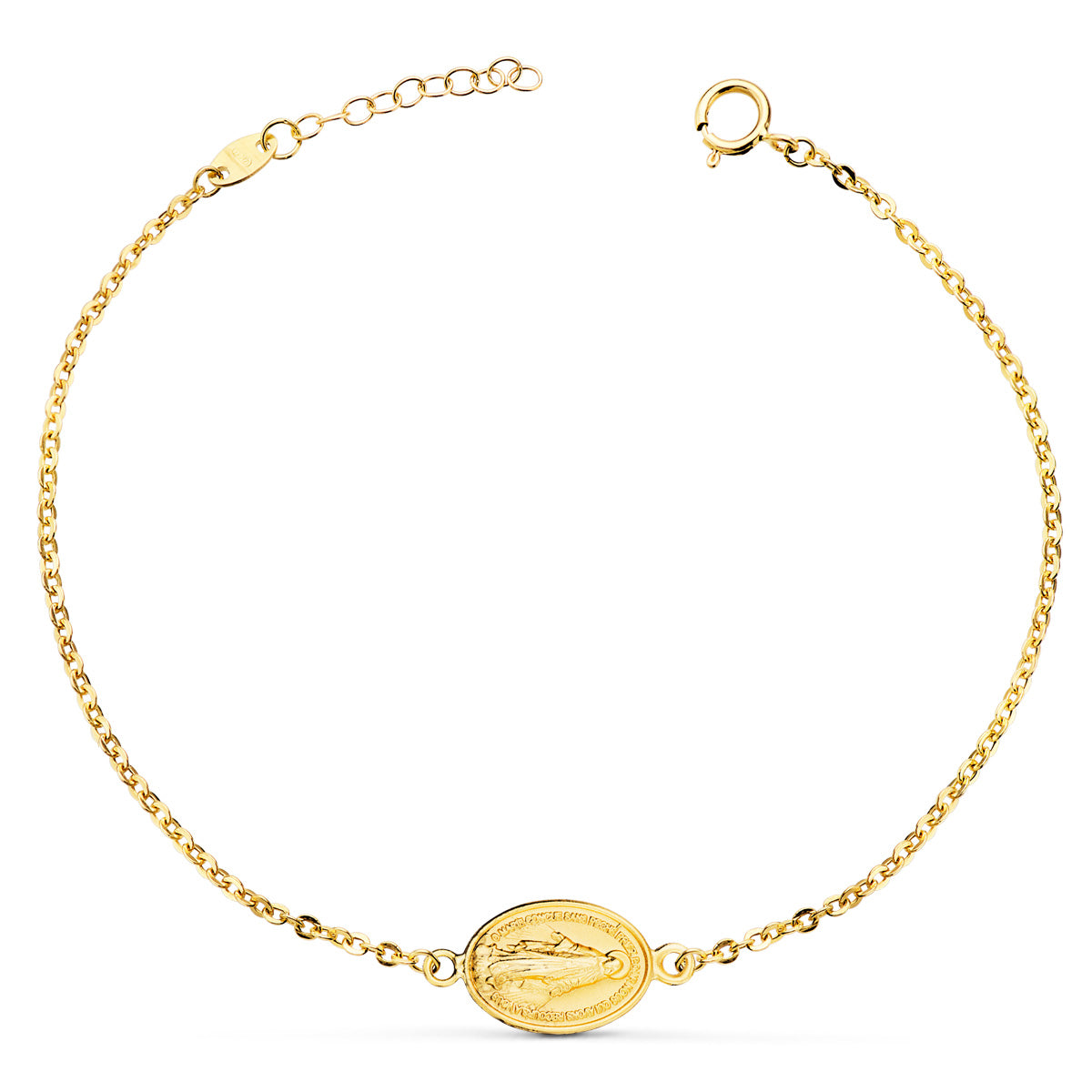 Pulsera con Medalla Milagrosa 13 x 10 mm. Largo: 17 2 cm de oro amarillo 18K