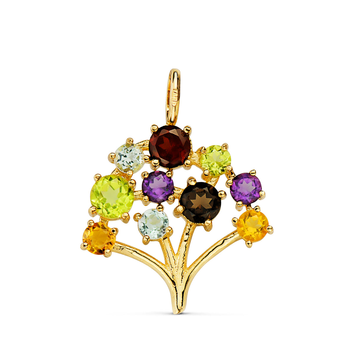 Colgante Arbol de la Vida Circonita Colores. 19 x 18 mm de oro amarillo 18K