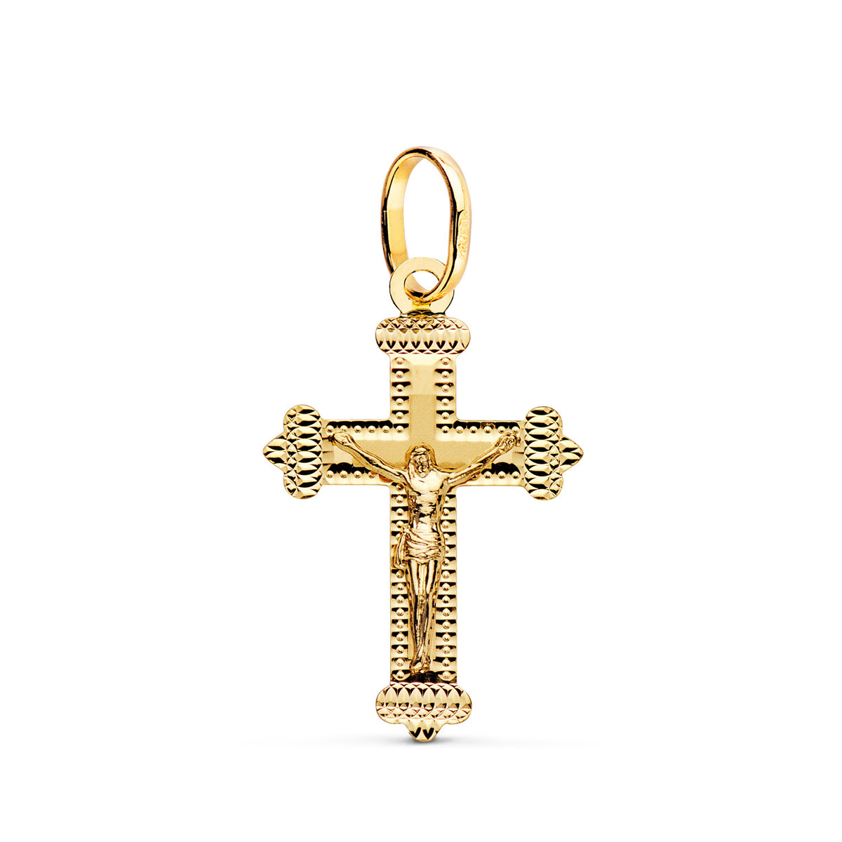Cruz con Cristo Tallada 27 x 18 mm de oro amarillo 18K