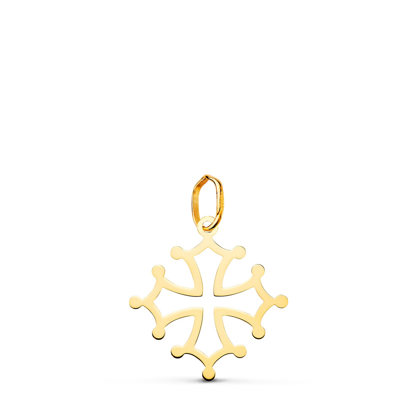 18K CRUZ DE OCCITANIA ORO AMARILLO EN BRILLO. 17 X 16 MM