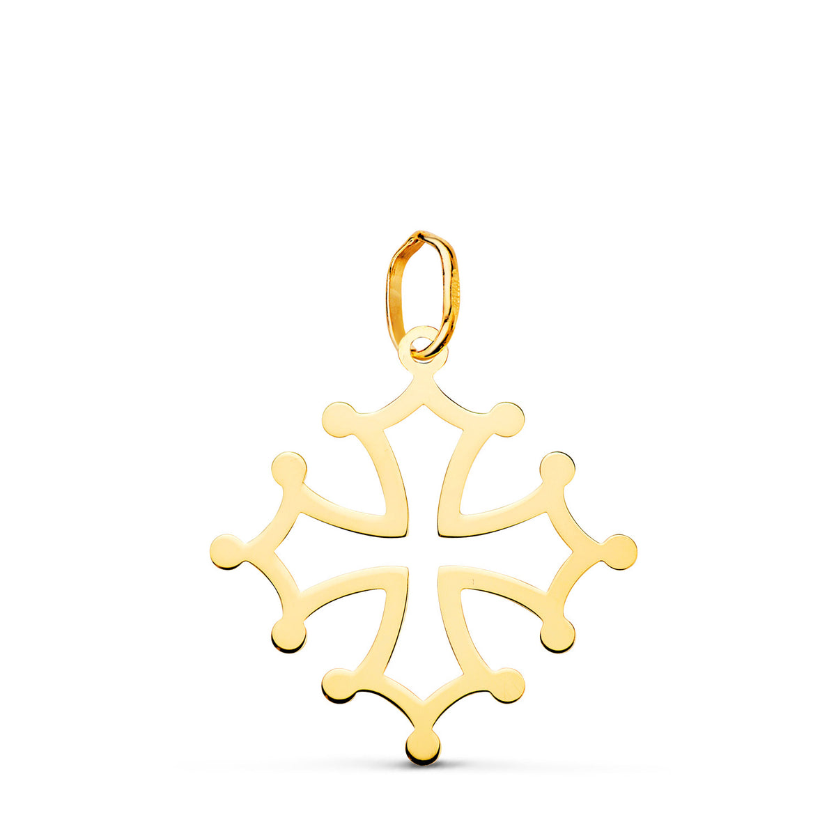 Cruz de Occitania en Brillo. 21 x 20 mm de oro amarillo 18K