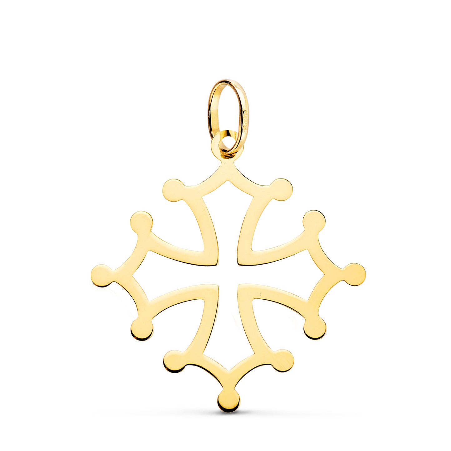 18K CRUZ DE OCCITANIA ORO AMARILLO EN BRILLO. 26 X 24 MM