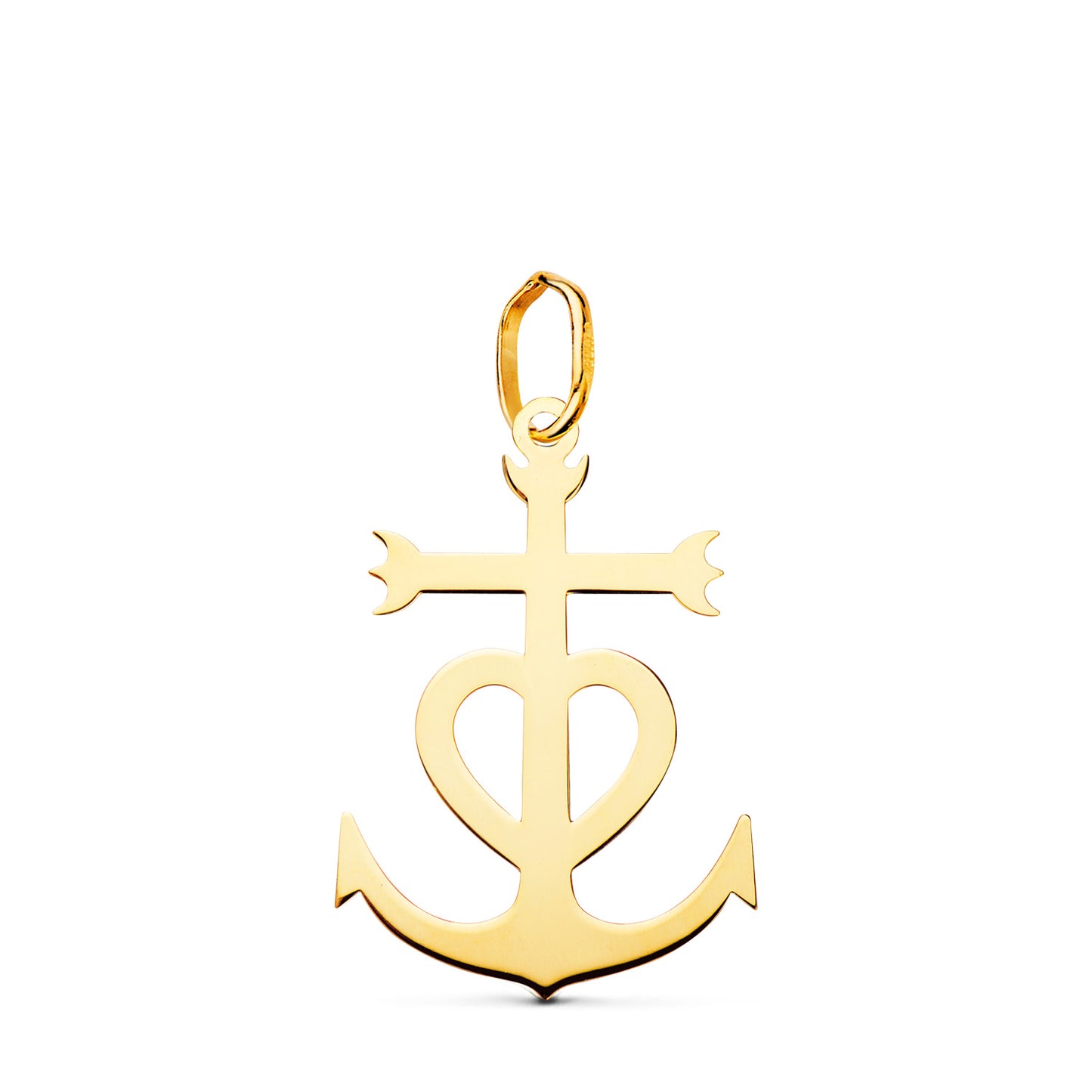 18K CRUZ DE LA CAMARGA ORO AMARILLO EN BRILLO. 22 X 15 MM