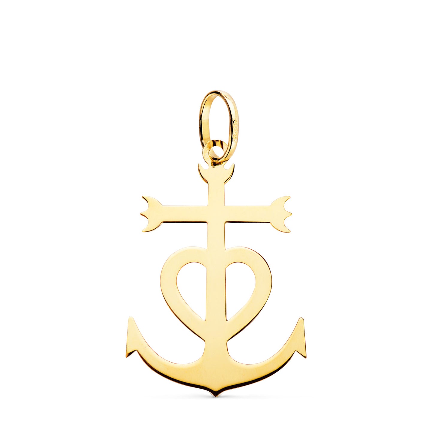 18K CRUZ DE LA CAMARGA ORO AMARILLO EN BRILLO. 27 X 19 MM