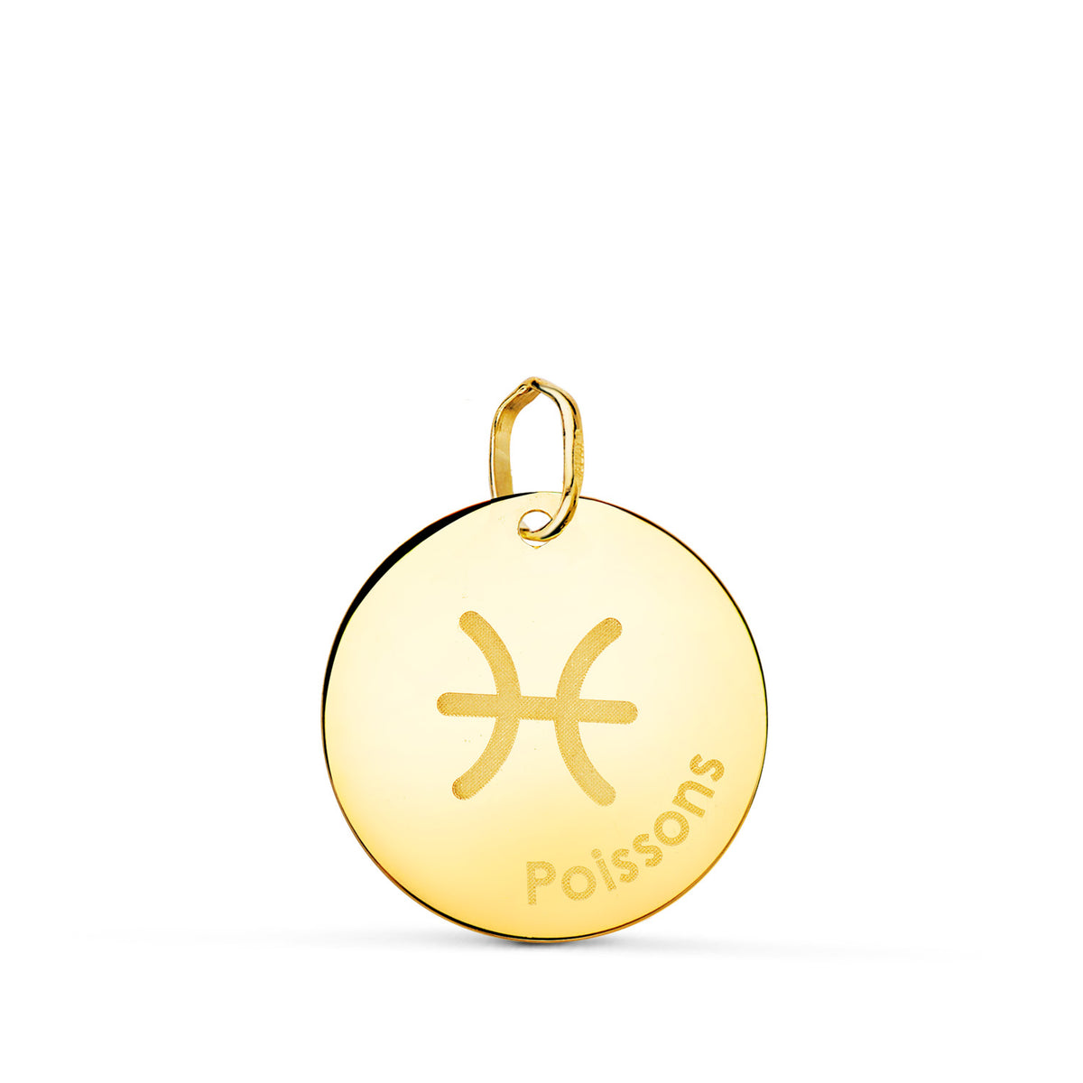 Horoscopo Piscis en Frances Brillo 16 mm de oro amarillo 18K