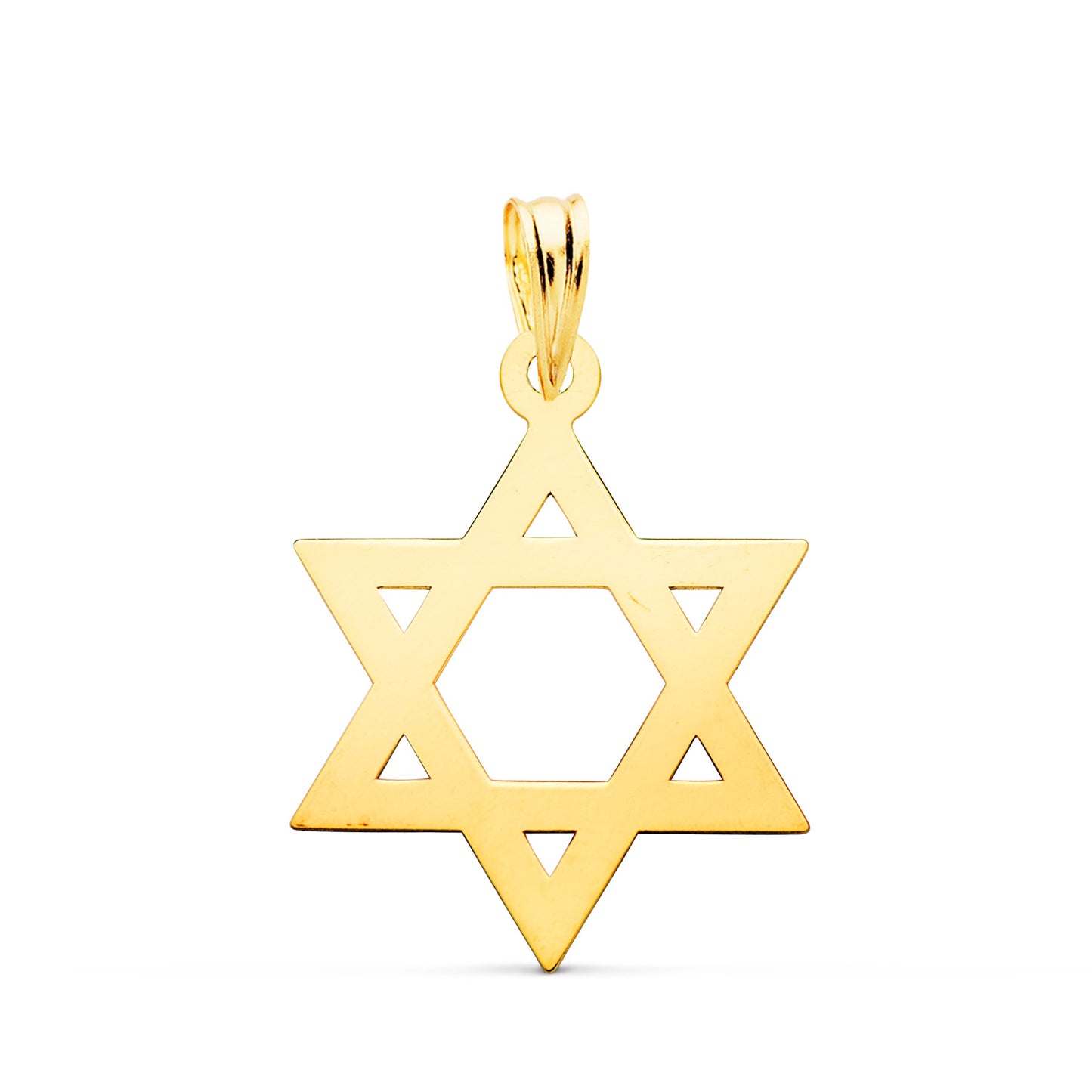 Colgante Estrella de David Brillo 22 x 17 mm de oro amarillo 18K