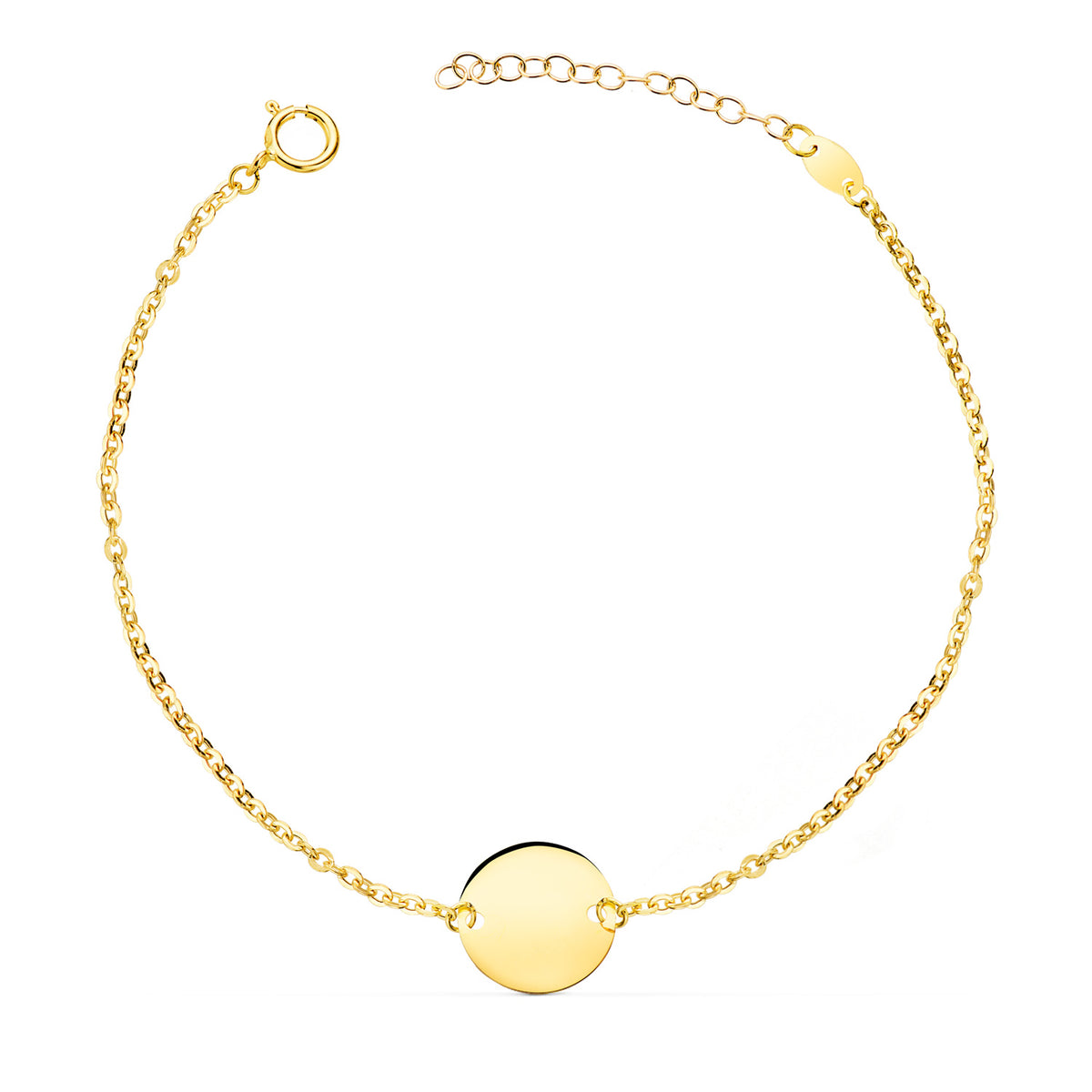 Pulsera Disco en Brillo Redondo 12 mm. Largo: 18 3 cm de oro amarillo 18K